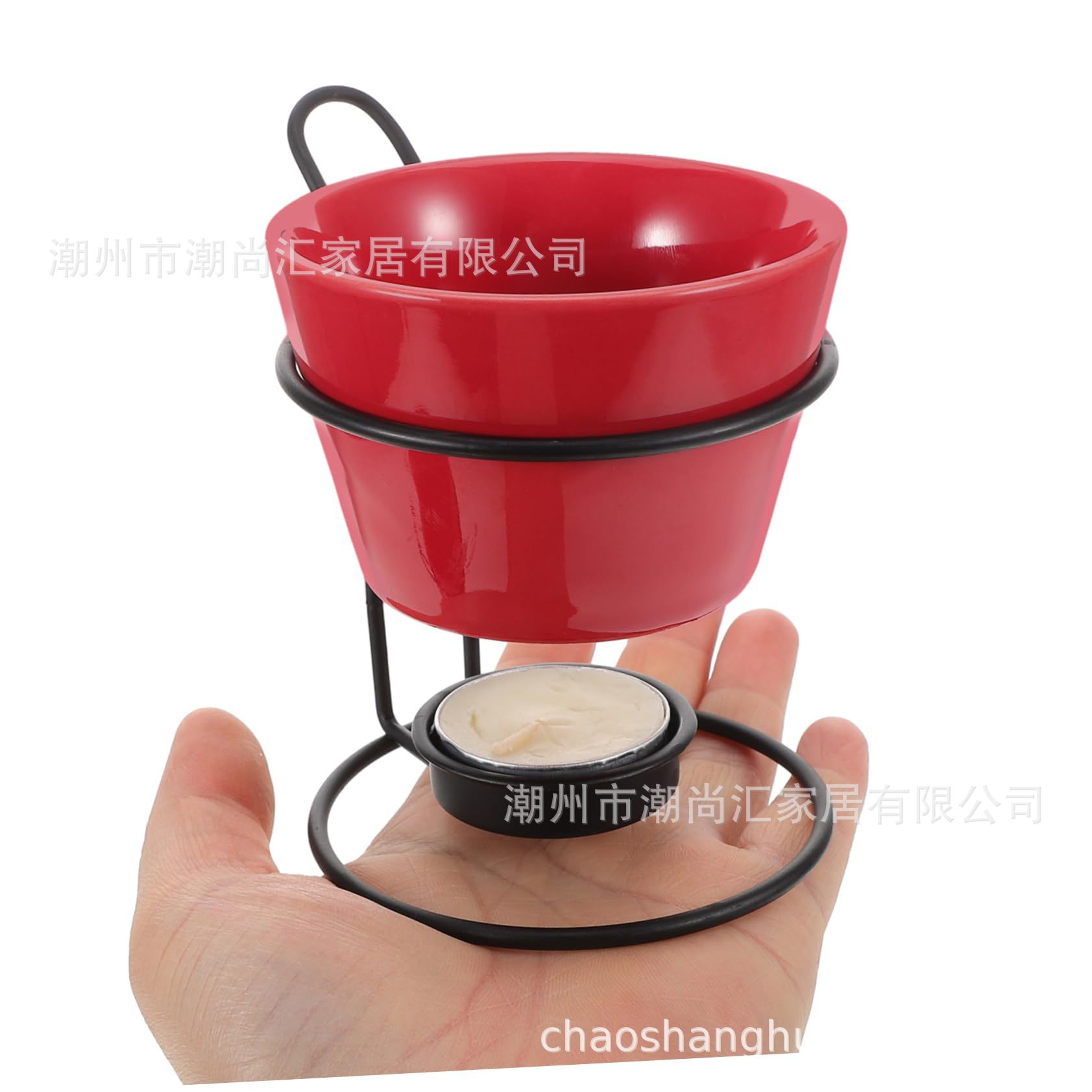 少量订产跨境陶瓷黄油加热炉巧克力加热碗陶瓷芝士奶酪料碗配铁架