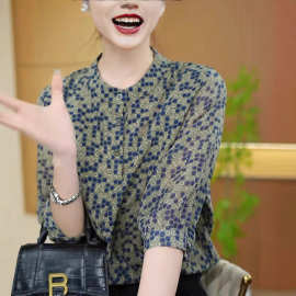 2025新款衬衫女夏季经典波点设计感气质百搭减龄套头衬衣洋气上衣