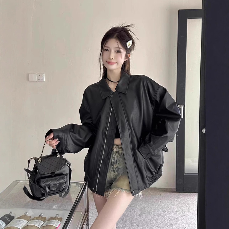 美拉德皮衣外套女2025秋季新款爆款女棕色美式港式复古高级感机车|undefined