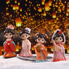 国潮古风可爱娃娃摆件家居办公室桌面小摆件汉服公仔手办树脂公主