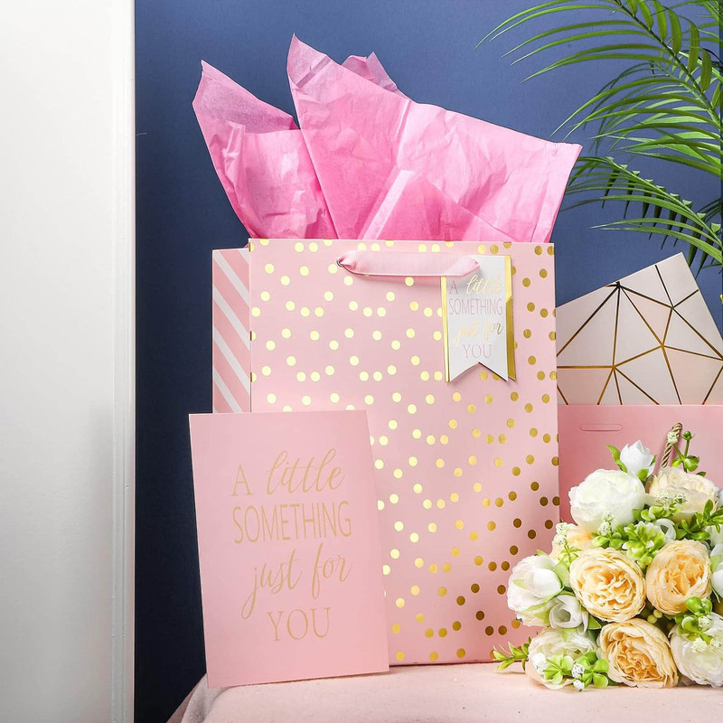 Amazon Style Hot Stamping Small Dot Gift Bag with Handle White Card Large Bag Clothing Store Handbag Universal