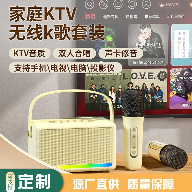 Private Model Bluetooth Speaker Wireless Karaoke Audio Microphone Small Portable Singing Home Ktv High Fidelity