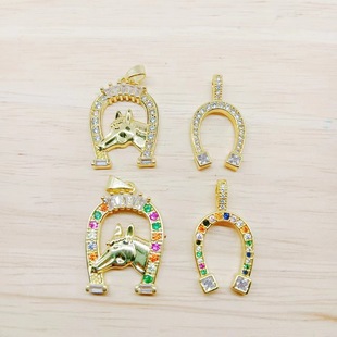 European and American Cross-border Creative New Unicorn Necklace Amazon Copper Zircon Color Ladder Square U-shaped Pendant Necklace