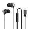 Metal headphones, mobile phone, earplugs, 3.5mm, wire control, wholesale