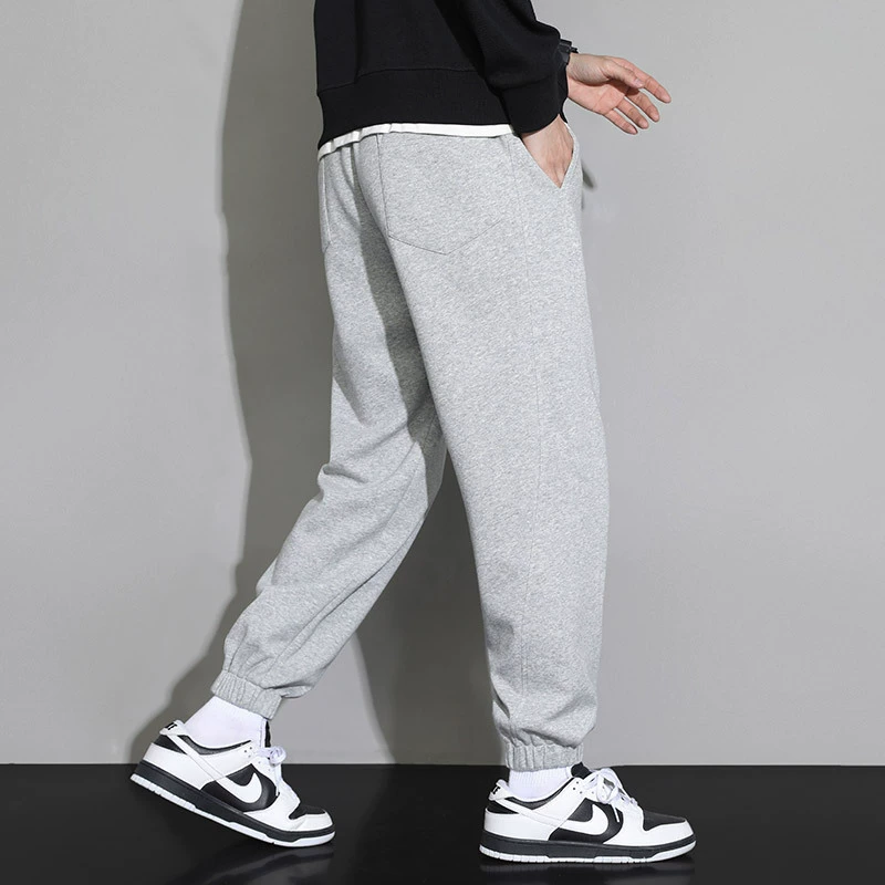 Autumn black trousers for leisure, oversize, plus size
