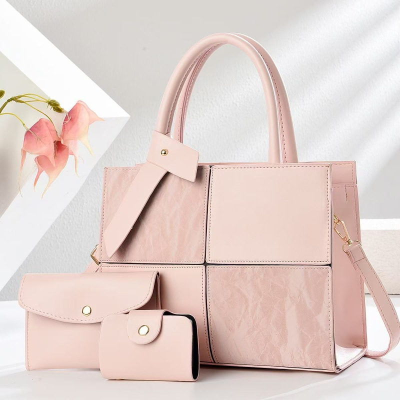 Bolsa de mujer combinada de tres piezas 2025, nueva bolsa de mano de mujer de empalme, bolsa de hombro de gran capacidad para viajar