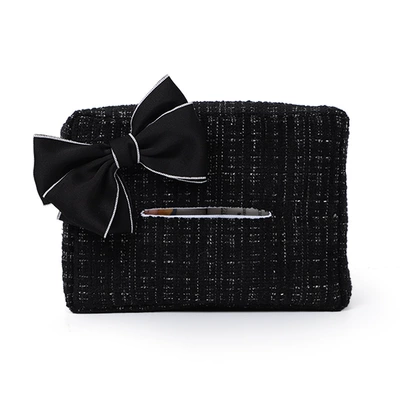Car tissue box/set Small Fragrance Car Seat Back - small-chanel-style-tissue-box-black-bow