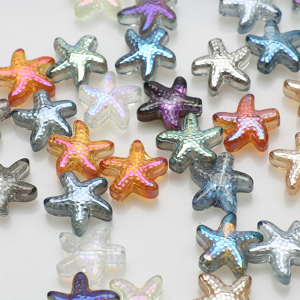 A Pack Of 30 13 * 14mm Hole 1~1.9mm Glass Glass Starfish Beads display picture 1