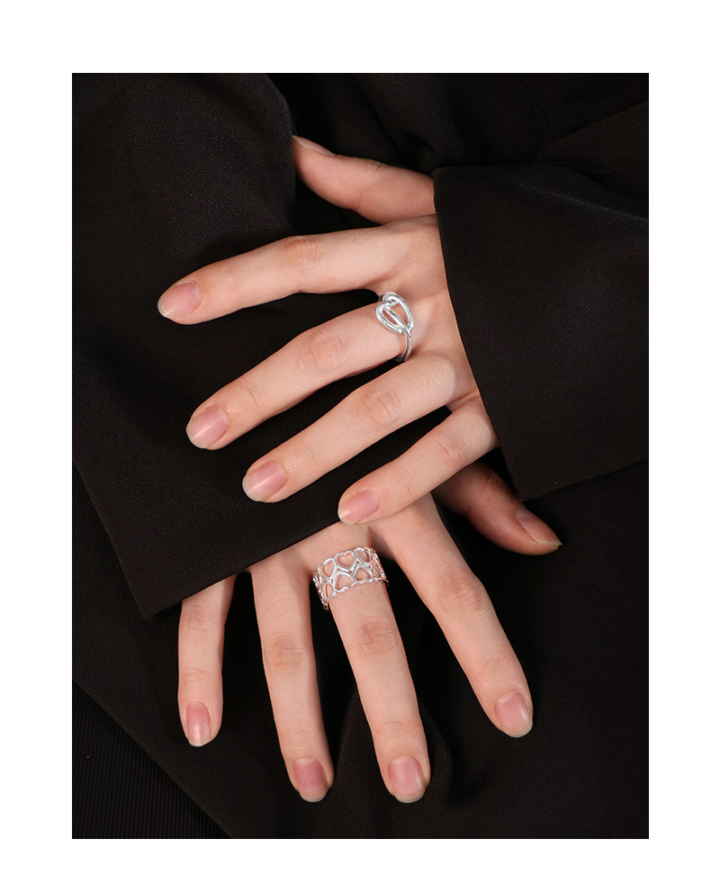 Holiday, Travel, Daily Occasion 925 Sterling Silver Heart Shape Open Rings