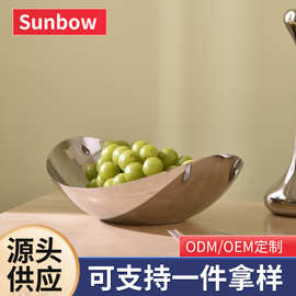 欧式不锈钢沙拉水果碗创意水果盘甜品盘餐厅家用餐厅用水果盆摆件