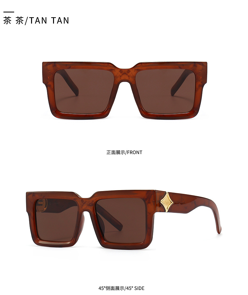 European And American Contrast Color Model Square Sunglasses display picture 8