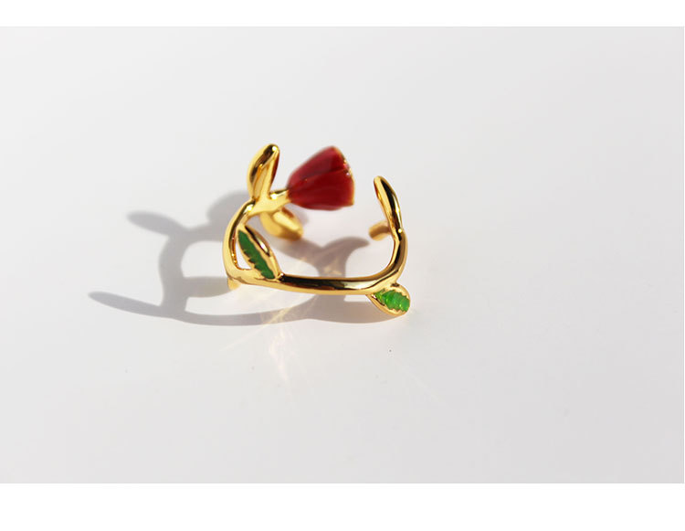 Retro Flower Brass Plating Open Ring 1 Piece