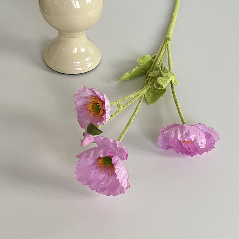 虞美人仿真花婚庆用花莫奈花园仿真花材假花装饰花墙植绒仿真植绒|undefined