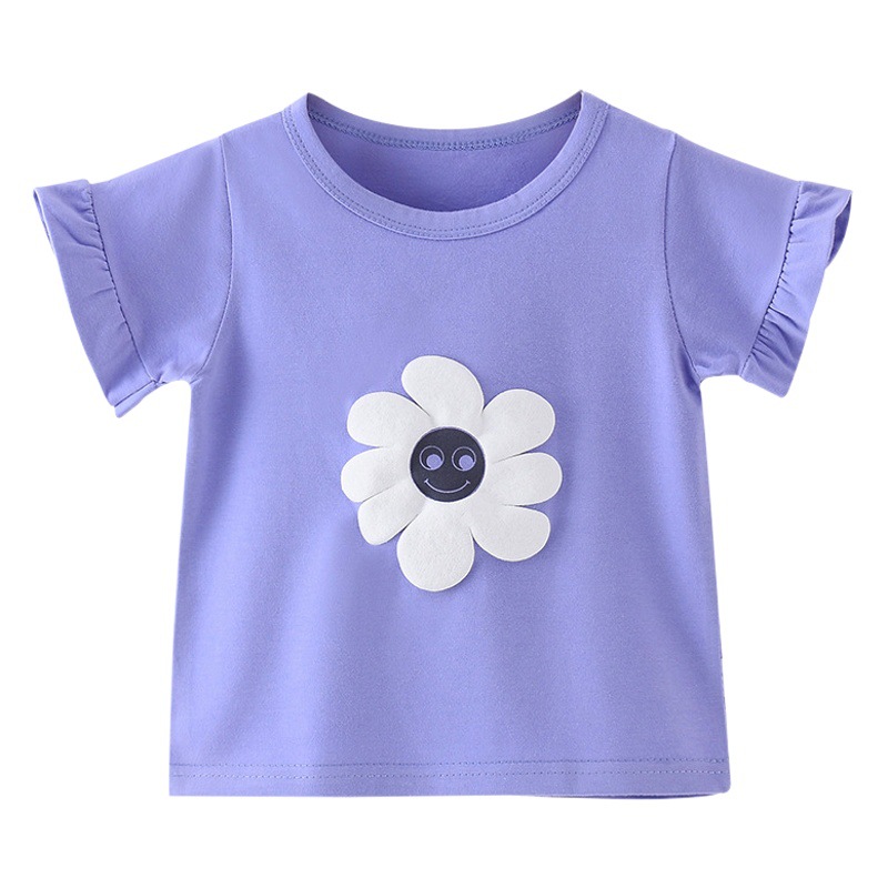 Camiseta de manga corta de algodón para niñas camisa de media manga estilo occidental de verano para niños camisa de fondo verano Nuevo