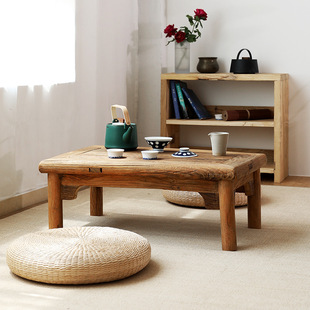 Chinese Old Elm Kang, Tatami, Retro Coffee Table, Bay Window Table, Solid Wood Platform, Small Low Table, Zen Tea Table, Japanese Style