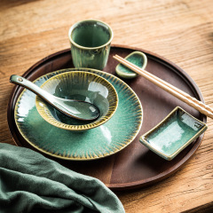 BB4C wholesale 2023 new restaurant tableware set of six ceramic bowl and plate set kiln change light luxury 