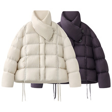 2025冬季新款女装白鸭绒脱卸帽保暖小个子宽松羽绒服外套W315905