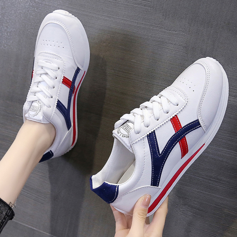 Women's Athletic Shoes Spring and Autumn New Casual Comfortable Lace-Up Flat Versatile Sneakers Fashion White Shoes
