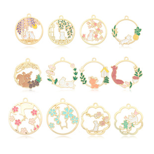 Xipeng jewelry alloy oil drop cartoon animal squirrel wreath cat ring earring keychain diy accessories pendant