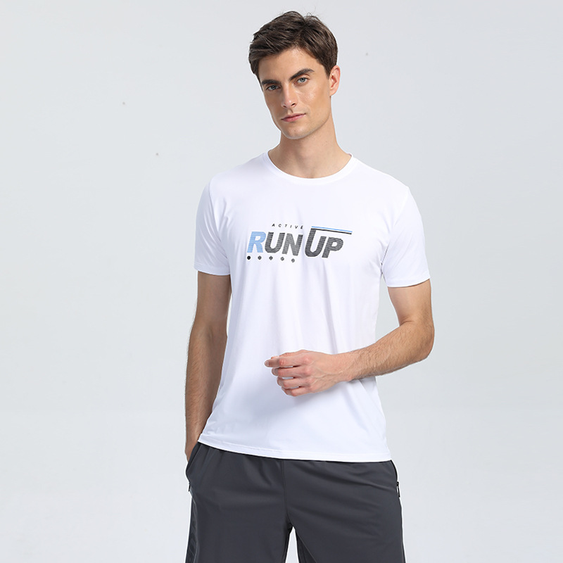 Verano de los hombres deportes corriendo ropa de secado rápido camiseta bottoming camisa media manga moda impresa casual manga corta en stock lote F