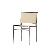 罗克布伦中古设计师款复古马鞍皮不锈钢意式餐椅Roquebrune Chair
