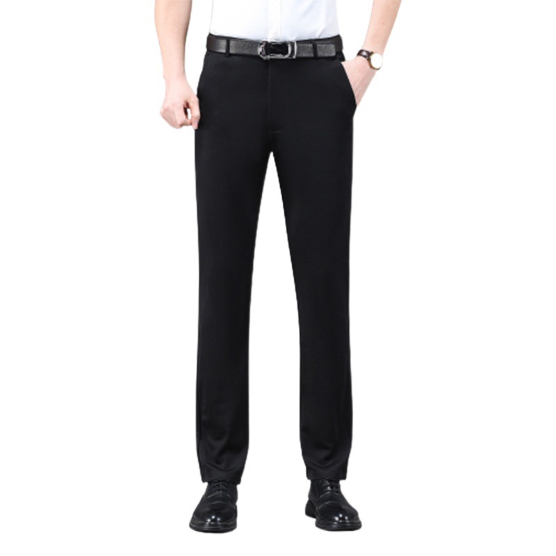 Pantalones casuales de negocios drapeado de los hombres ropa formal recta primavera y verano sueltos profesionales sin planchar pantalones largos pantalones de traje elástico image 1
