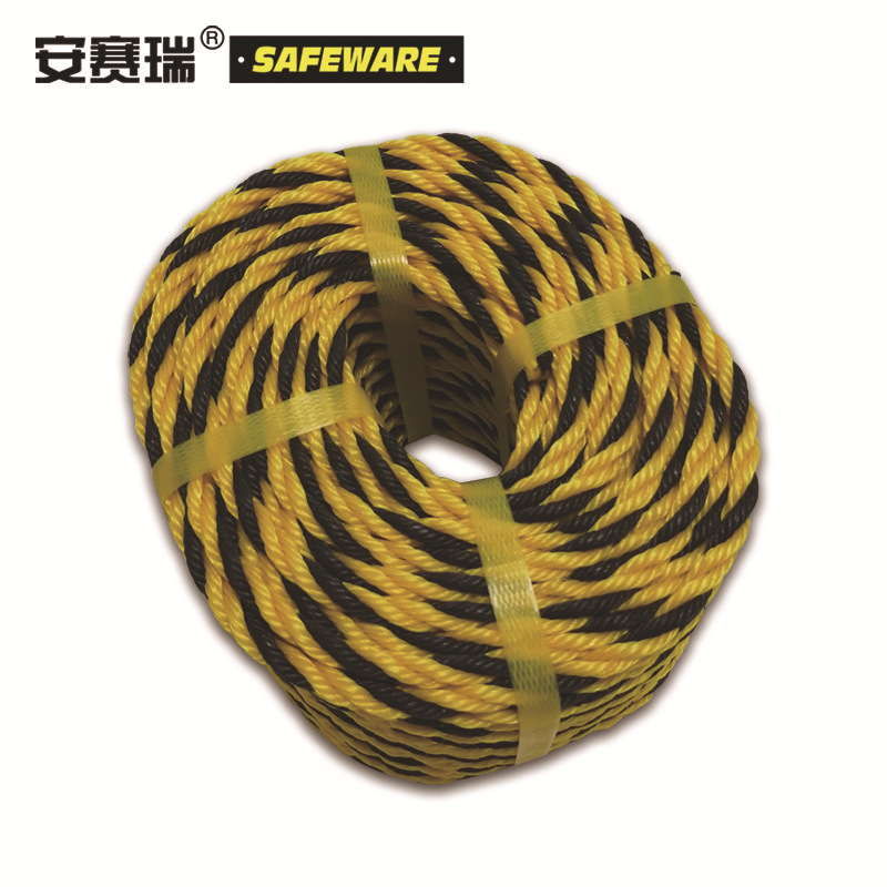 安赛瑞 黄黑麻绳 Φ7mm×50m 老虎绳 黄黑警示绳 标志绳 绳 货车