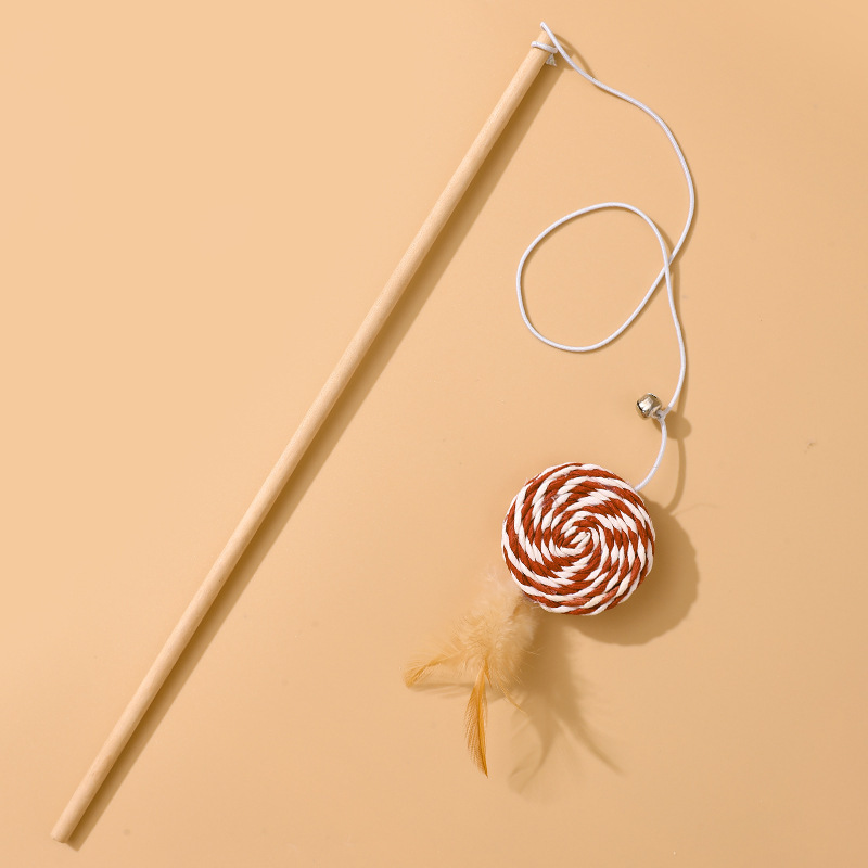 Juego de Varitas de Plumas para Gatos de Cuerda de Cáñamo Con Plumas y Cascabel para Gatos