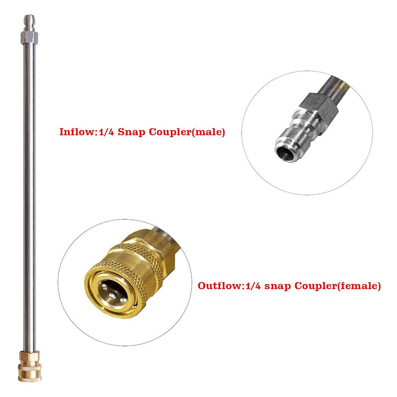 Cross-border cleaning machine high-pressure extension pole 16 inches 4000psi stainless steel extended pole high-pressure water gun connector