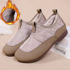 冬季新款女士棉鞋加绒软底妈妈棉靴加绒一脚蹬防滑加厚保暖雪地靴