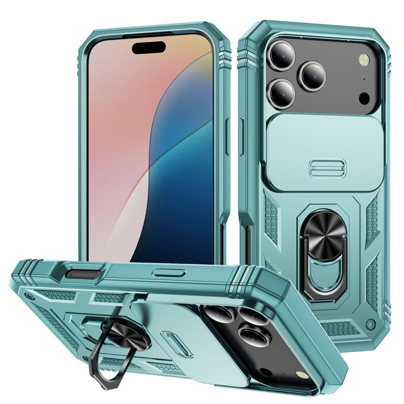 适用iPhone17Pro军事推窗三合一手机壳苹果16指环车载磁吸防摔保