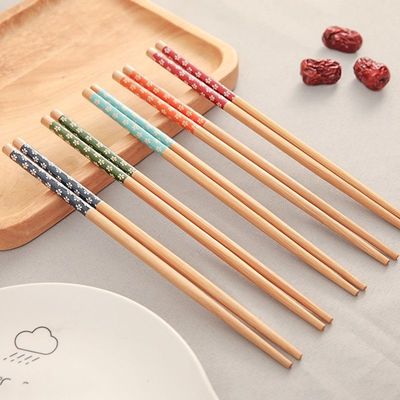 竹制樱花筷家用碳化竹筷子和风日式复古料理小清新竹木餐具24厘米