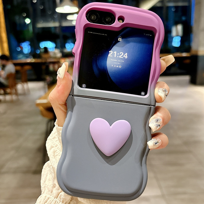 Suitable for Samsung Z Flip 30% off Phone Case, Z Flip 6 Gradient, Z5 Solid Color, Z3 Simple, Z Flip 3 Niche Heart Design