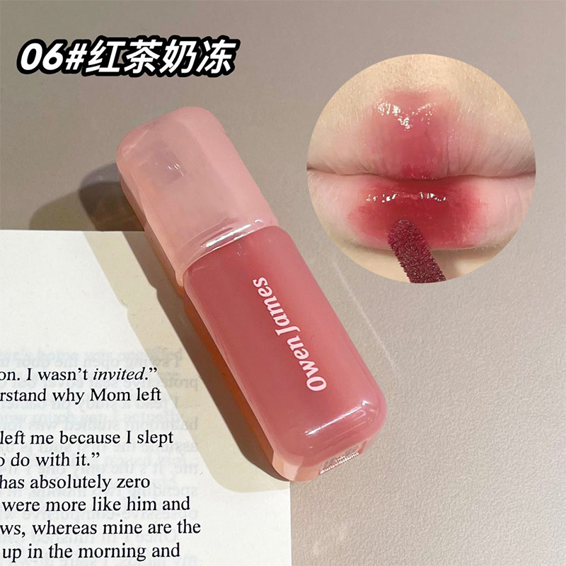 OWENJAMES大氷桶鏡面唇釉薬持続水潤ブツブツ唇蜜白湯が柔らかい唇釉薬学生党|undefined