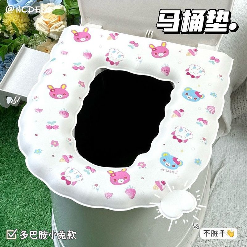 ドーパミンバニートイレマット防水増粘粘着タイプかわいいユニバーサル便座カバー家庭用洗える四季|undefined