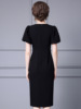 Zhili French Women's Style Dress 2024 Summer Handmade Nail Diamond Bubble Sleeves Side Split Wrapped Hip Skirt Showcase 