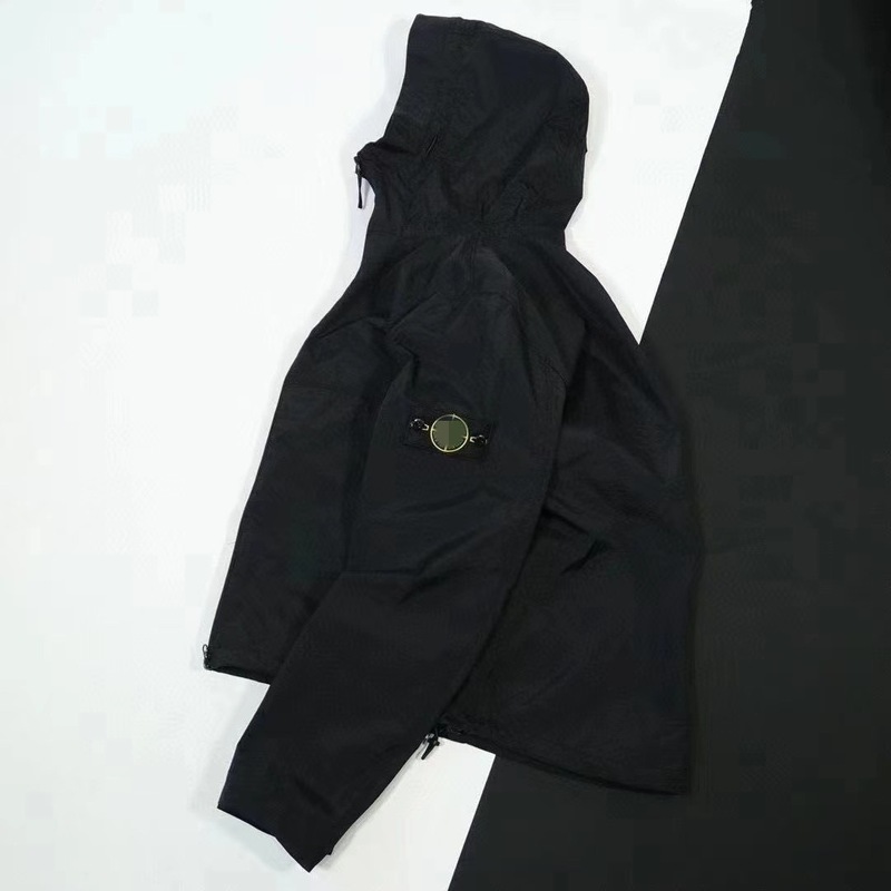 跨境stone island石头冲锋衣户外袖标徽章连帽夹克外套男女同款潮|undefined