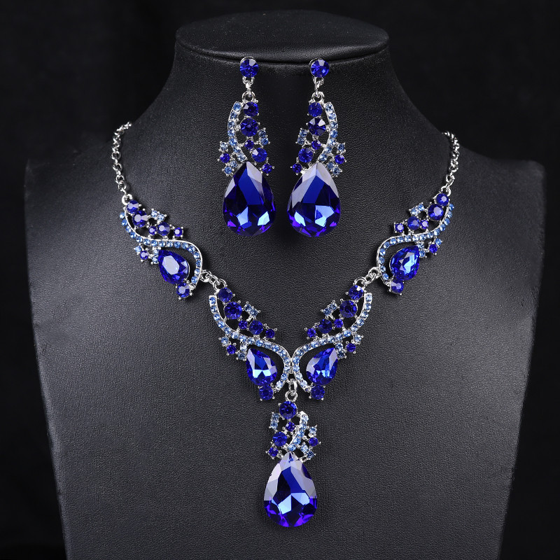 Nuovo set di gioielli placcati in lega, collana esagerata, orecchini, set di gioielli vintage_voghion.com