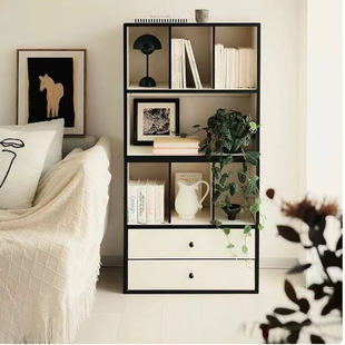 Solid Wood Cream Style Bedroom French Home Bookcase Simple Living Room Dining Side Display Storage Storage Cabinet Low Cabinet Floor-Standing