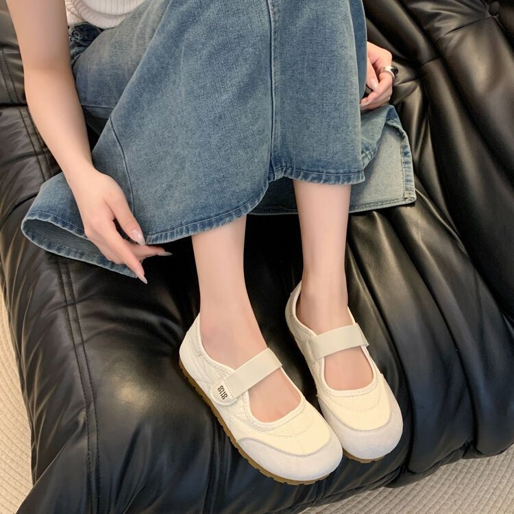 魔术贴德训鞋女鞋子2025新款爆款秋季透气平底孕妇小白鞋运动单鞋|undefined