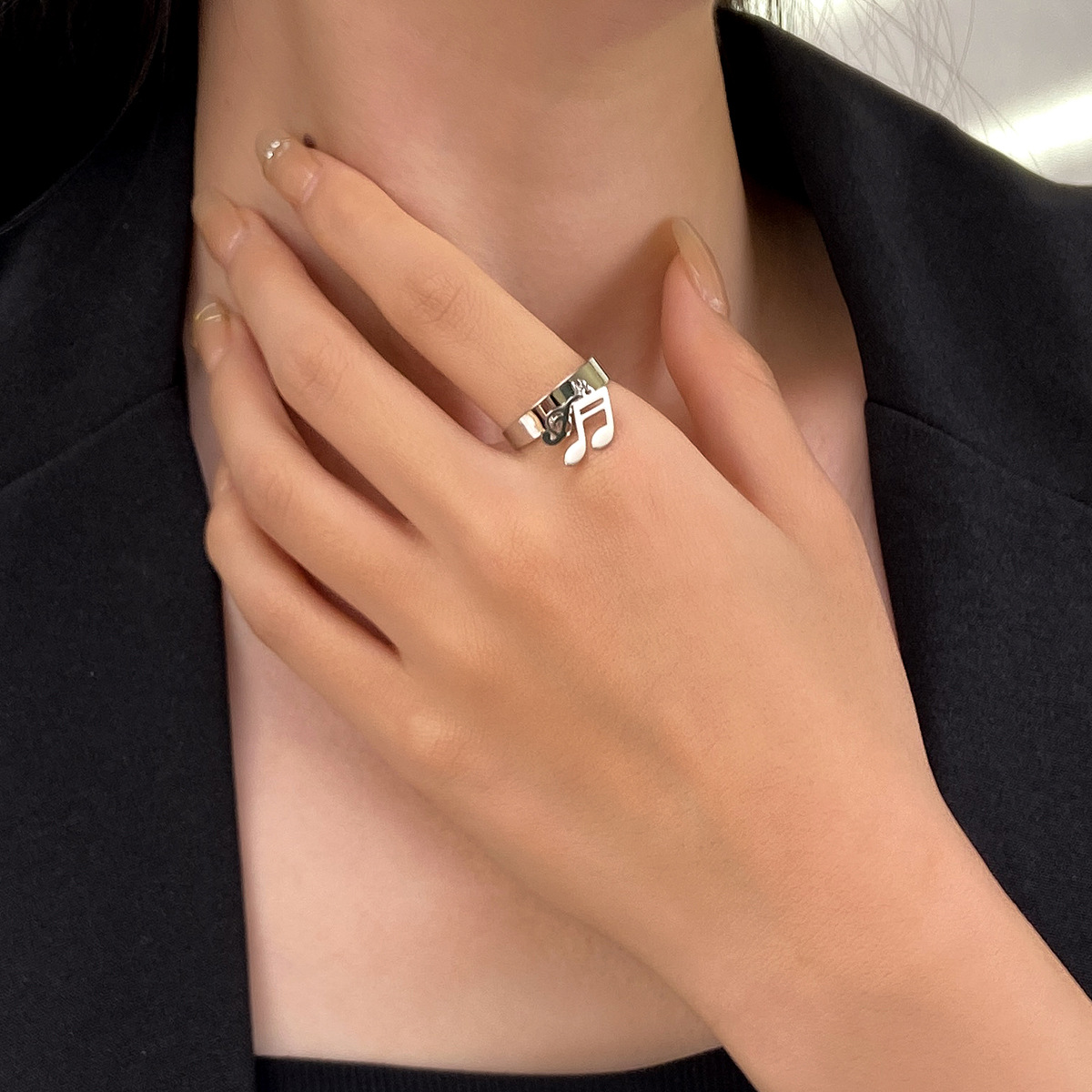 Sweet U Shape Geometric Copper Plating Artificial Rhinestones Open Ring 1 Piece