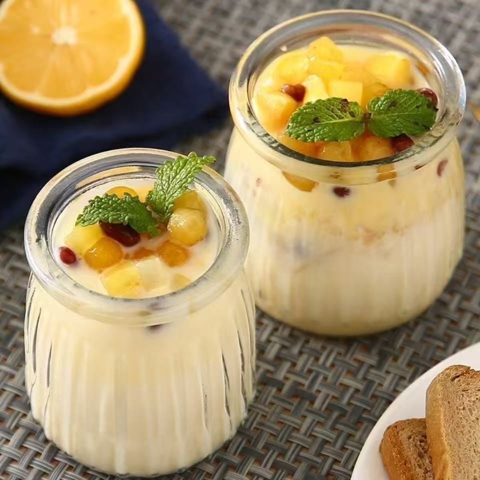 200毫升新款玻璃糖果瓶 圆胖布丁瓶酸奶杯 无铅酸奶瓶 布丁玻璃杯