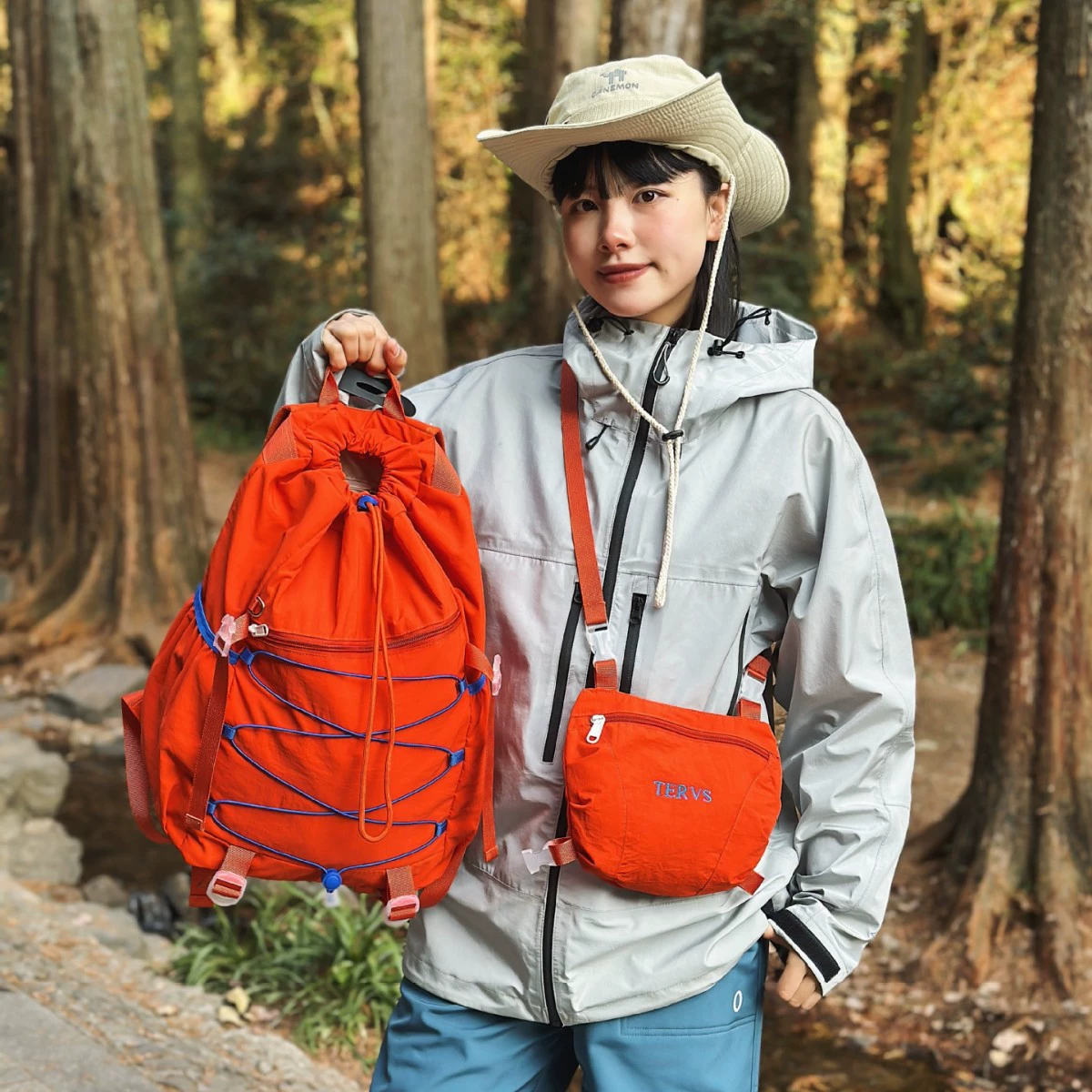 Capacious backpack, travel bag, shoulder bag, drawstring, for students