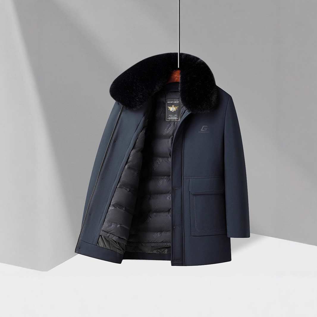 Middle-aged men's detachable inner lining cotton-padded jacket, thickened and warm cotton-padded coat for middle-aged and elderly men, winter coat for grandfathers and fathers.