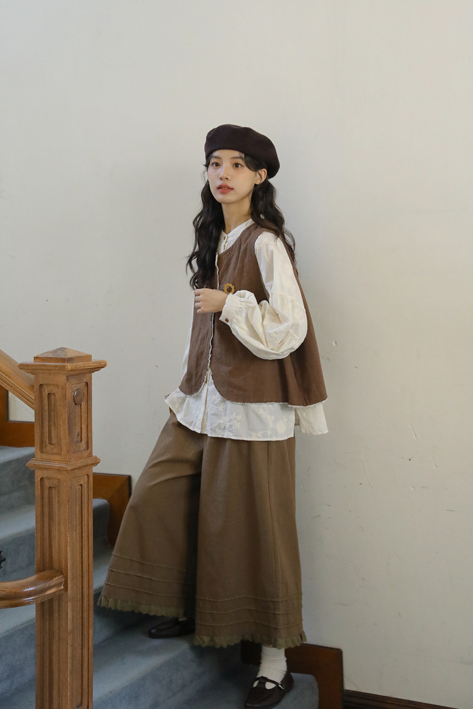 Real Shot: Japanese-style Design, Elaborate Embroidery, Pure Cotton Women's Shirt, Spring French Vintage High-end Shirt_ecoleips.com