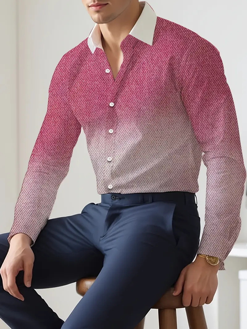 2025 nueva camisa de manga larga con degradado de color salvaje casual de moda europea y americana transfronteriza de Amazon MB12