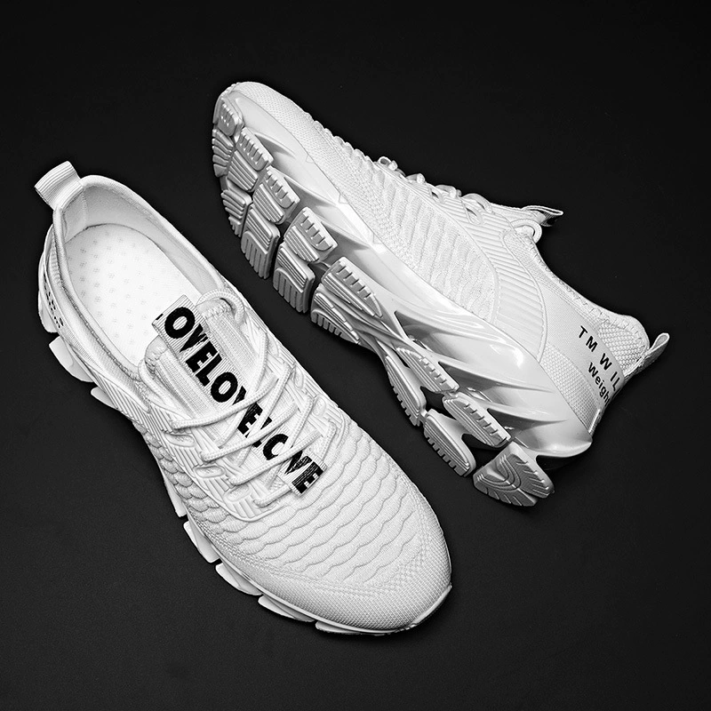 Cross-border AliExpress 2024 Men's Shoes Autumn Breathable Flyweave Casual Men's Trendy Blade Fish Scale Sports Running Shoes