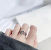 Retro ring handmade, silver 925 sample, on index finger, internet celebrity