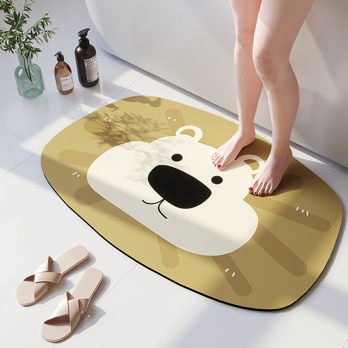 Cartoon Alien Silica Gel Mat Household Kitchen Oil Proof Mat Bathroom Anti-Slip Absorbent Foot Mat Entrance Door Mat