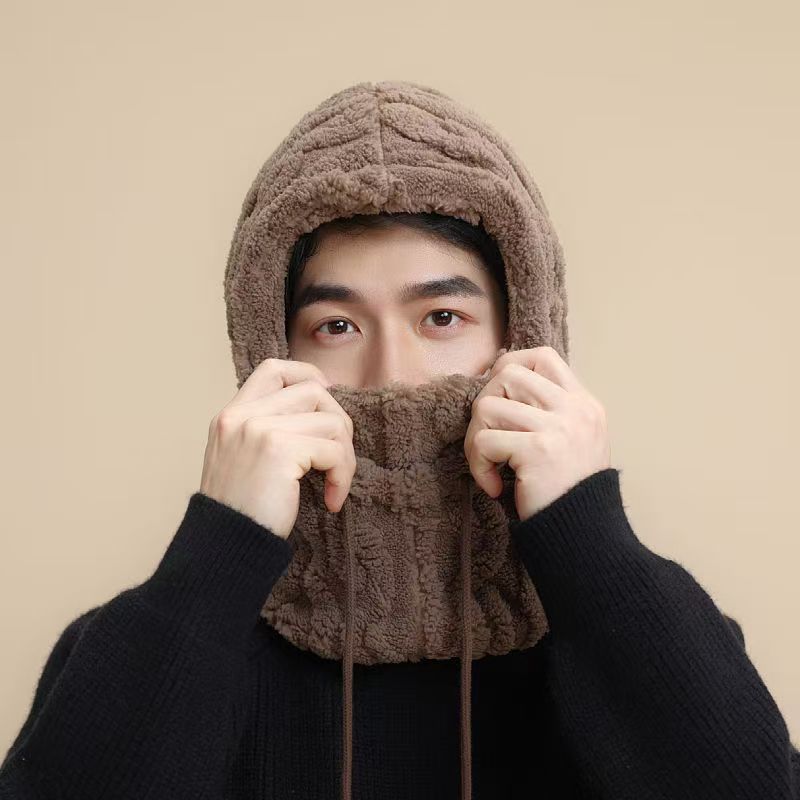 Gorro Lei Feng con Bufanda Integrada de Poliéster, Térmico, Cortavientos y Ajustable para Aire Libre en Invierno
